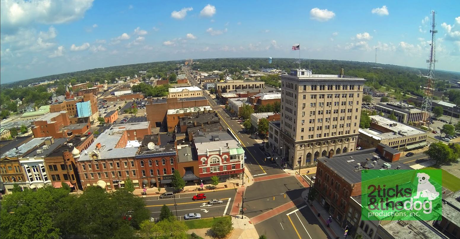 warren, aerial view, downtown warren, downtown warren ohio